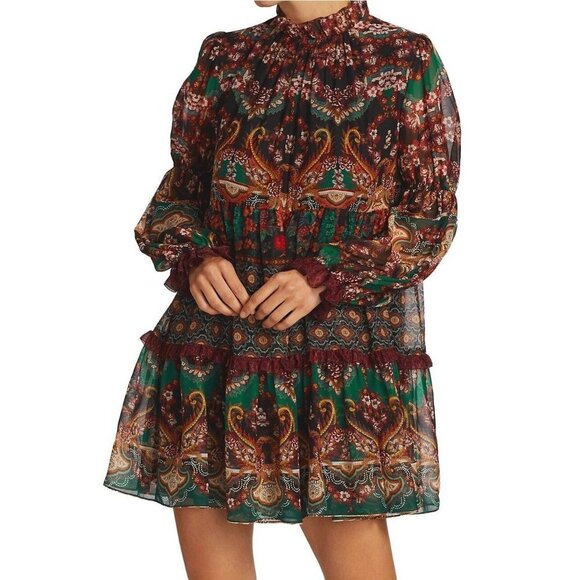 Alice & Olivia Marella Mockneck Paisley Shift Dress - Picture 4 of 9